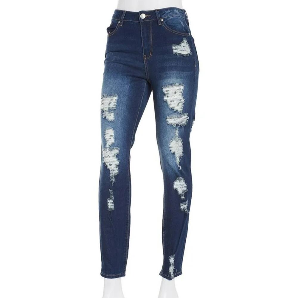 Junior's Almost Famous Destructed Skinny Jeans Size 13
